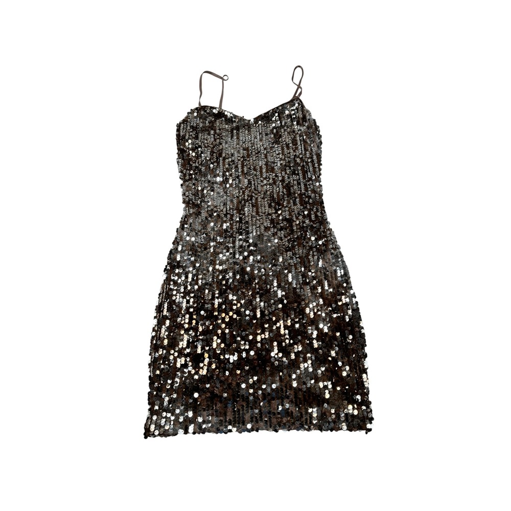 Charlotte Russe Sequin Mini Dress Brown Y2K McBling Party Glam Small